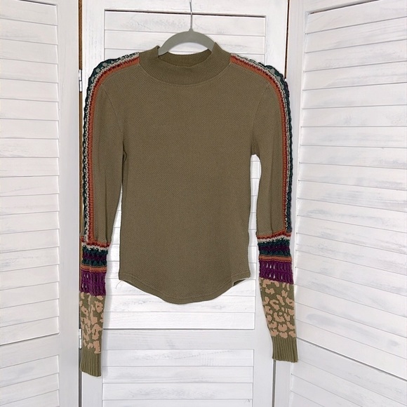 FREE PEOPLE l Switch It Up Cuff Thermal Knit Long Sleeve Top Size XS - Picture 3 of 11